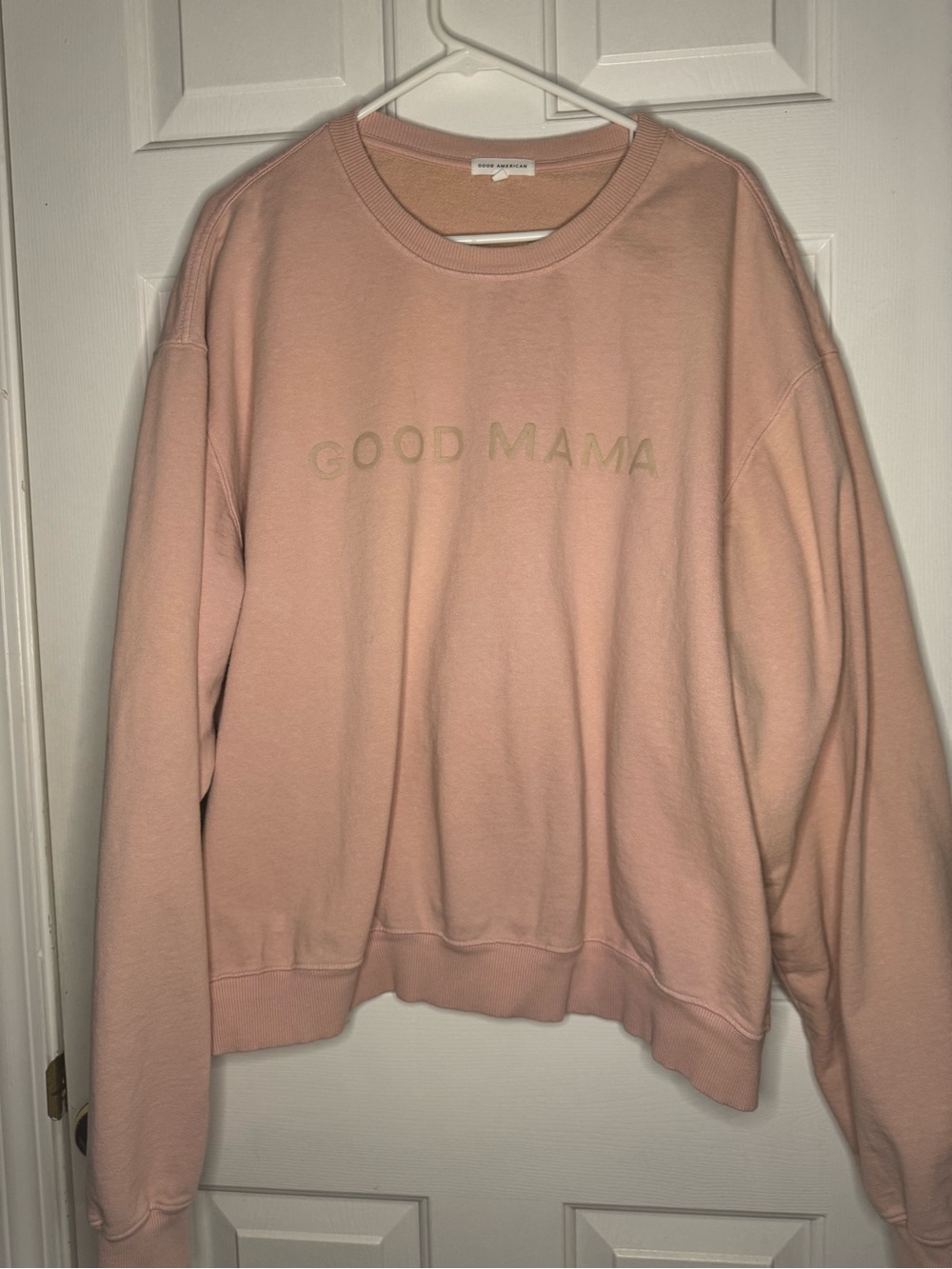 Good American Pink 'GOOD MAMA' Crewneck Sweatshirt Size 5